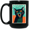 Meowing Love Gift, Cat In Retro Style, Lovely Cat, Funny Cat Poster Black Mug