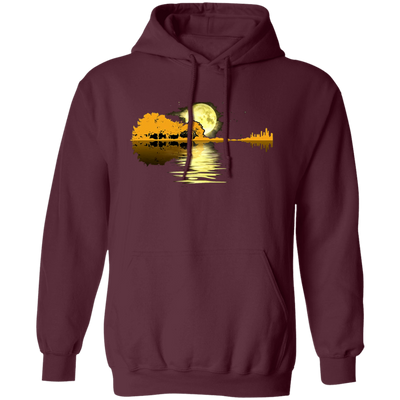 Love Guitar, Guitar Lake Shadow, Moon Lake Night Mathmetics Guitar Awesome Pullover Hoodie