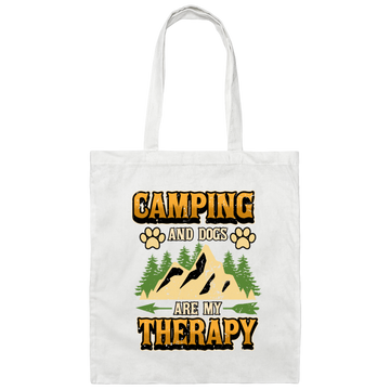 Funny Caravan Camping, Camper Dog Is My Therapy Saying Gift Canvas Tote Bag