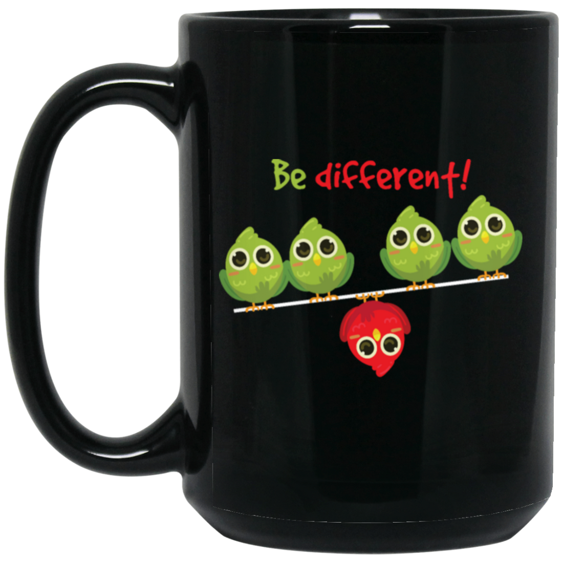 Cute Bird Gift, Funny Bird, Be Different, Different Bird, Be Yourself Black Mug