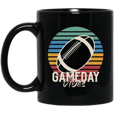 Gameday Vibes, Retro Football, American Football, Love Sport Black Mug