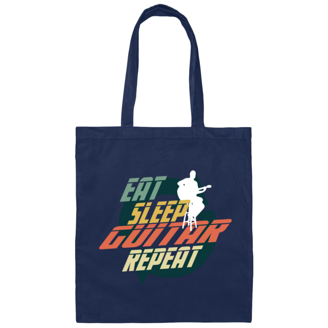 EAT SLEEP GUITAR REPEAT, Vintage Guitar Lover Canvas Tote Bag