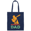Baseball Dad, Gift For Dad, Vintage Baseball Dad, American Football Canvas Tote Bag
