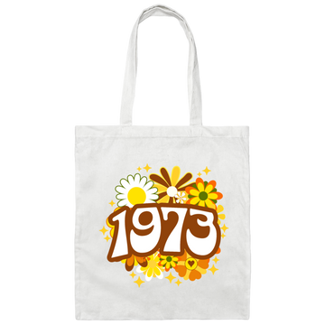 Birthday Gift 1973 Flower Lover Groovy Gift Colorful Canvas Tote Bag