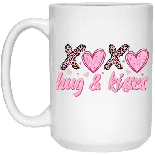 Xoxo, Hug And Kisses, Valentine's Day, Leopard Valentine, Valentine's Day, Trendy Valentine White Mug