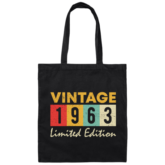 Vintage 1963 Gift, Born In 1963, Limited Edition Gift, 1963 Vintage Canvas Tote Bag