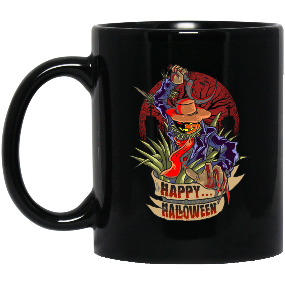 Happy Halloween, Horror Man, Horror Night Black Mug