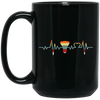 Badminton Heartbeat, Badminton Player Gift, Love Retro Badminton Black Mug