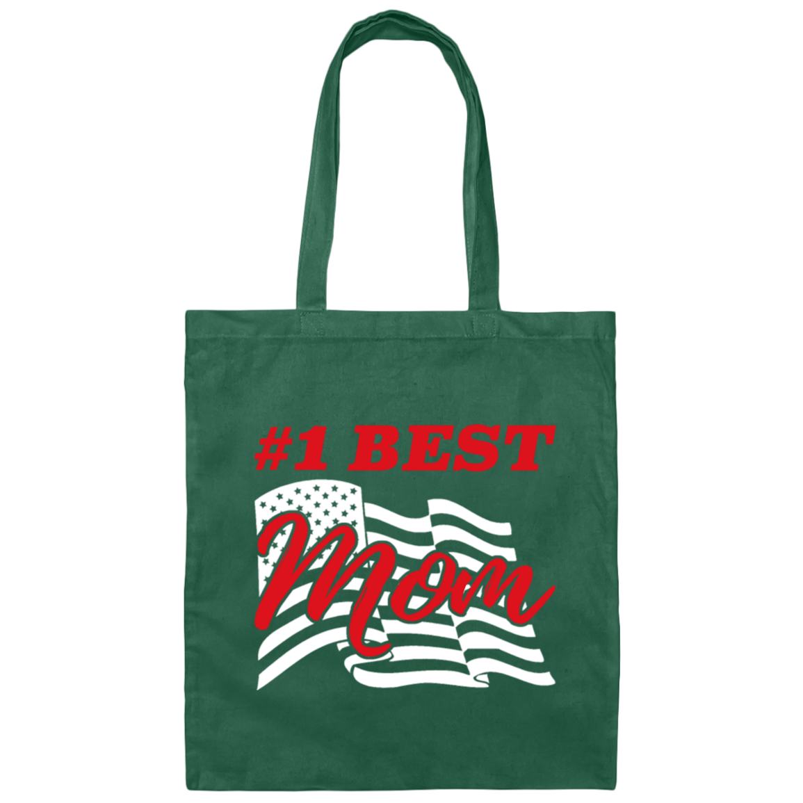 This Canvas Tote Bag is the perfect gift to let your mom know how special she is! It features the phrase "American Mom" and the assurance that she's "The Best Mom" and "My Number One". Ideal for Mother's Day or any occasion!