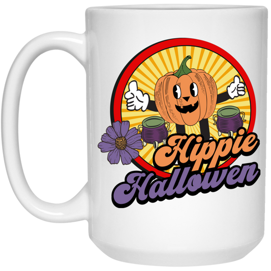 Hippie Halloween, Groovy Halloween, Groovy Pumkpin White Mug