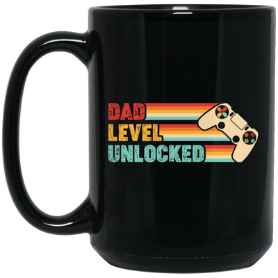 Dad Level Unlocked, Retro Dad Gifts, Video Games Player, Father's Day Gifts Black Mug