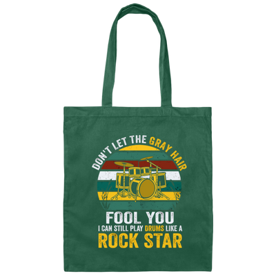 Drumming Player Vintage, I Play Drums Like A Rock Star Canvas Tote Bag