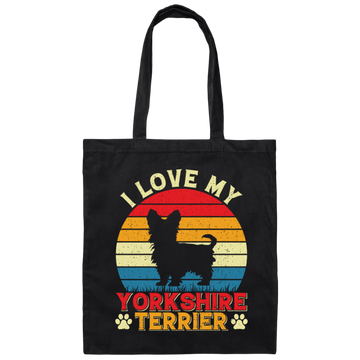 I Love My Yorkshire Terrier, Retro Yorkshire, Yorkshire Silhouette Canvas Tote Bag