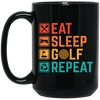 Eat Sleep Golf Repeat, Golfing, Golf, Retro Golf, Legendary Golf Black Mug