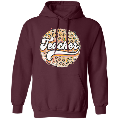 Teacher, Leopard Teacher, Baseball, Leopard Baseball Pullover Hoodie