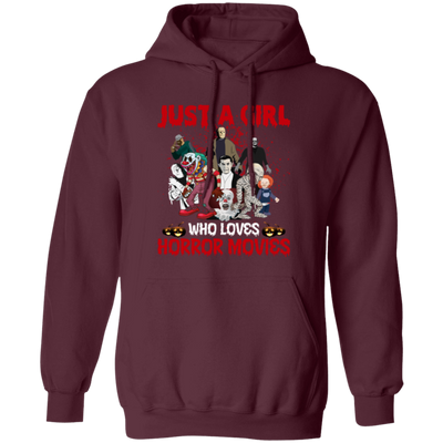 Just A Girl Who Loves Horror Movies, Funny Halloween Pullover Hoodie