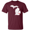 Detroit City, Michigan Map Lakes, Letter D Nature Gift, Love Michigan Unisex T-Shirt