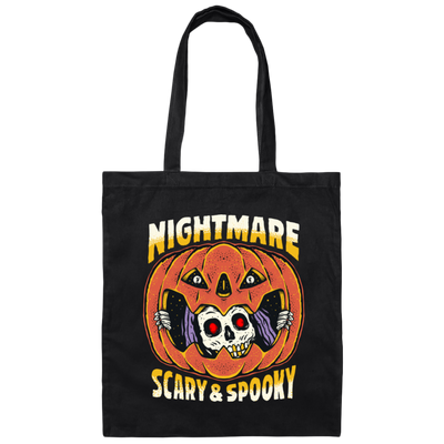 Nightmare Scary And Spooky, Skeleton Into Pumpkin Canvas Tote Bag