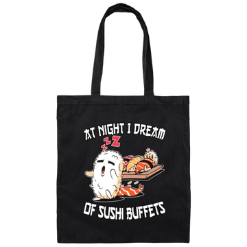 At Night I Dream Of Sushi Buffet Kawaii Food Lover Canvas Tote Bag