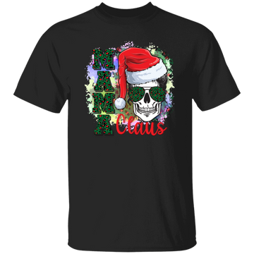 Mama Claus Santa Lady Skull, Skull Lovers, Santa Hat, Leopard Print, Merry Christmas Holiday Womens Unisex T-Shirt
