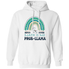 Math Is No Prob-Llama, Green Rainbow, Cute Llama Pullover Hoodie