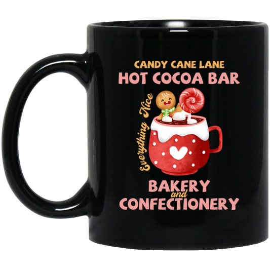 Candy Cane Lane Hot Cocoa Bar, Bakery And Confectionery, Merry Christmas, Trendy Christmas Black Mug