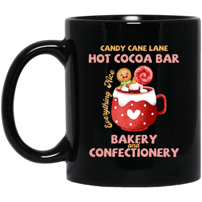 Candy Cane Lane Hot Cocoa Bar, Bakery And Confectionery, Merry Christmas, Trendy Christmas Black Mug