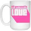 All You Need Is Love, Cute Love, Pink Love, Love Silhouette White Mug