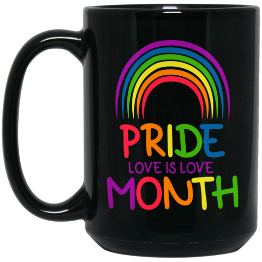 LGBT Gift, Pride Month, Love Is Love, LGBT Rainbow Black Mug