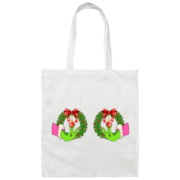 Funny Christmas, Grinch's Hands On The Boobs, Merry Titsmas, Merry Christmas, Trendy Chrismas Canvas Tote Bag