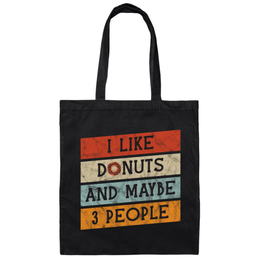 Retro I Like Donuts, Vintage Funny Donuts Canvas Tote Bag
