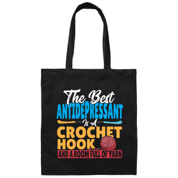 Love Knitting Wood, The Best Antidepressant Is A Crochet Hook And A Room Full Of Yarn Canvas Tote Bag