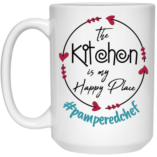 The Kitchen Is My Happy Place, Pampered Chef, Love Chef White Mug