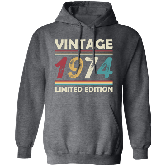 Vintage Birthday, 1974 Birthday, Retro 1974, Retro Birthday Pullover Hoodie