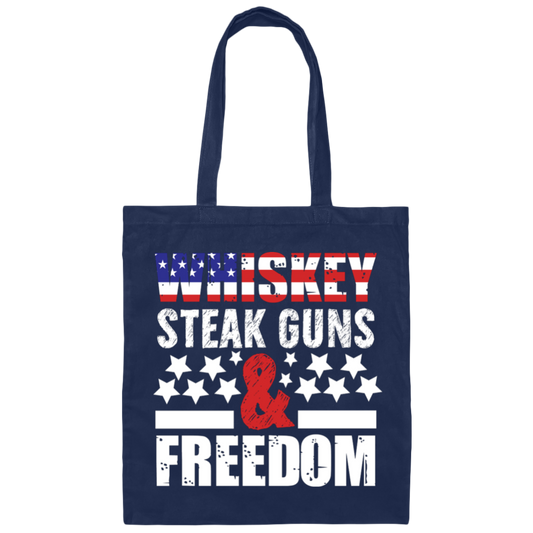Whiskey Steak Guns And Freedom, American Whiskey Canvas Tote Bag