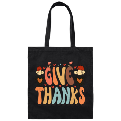 Give Thanks, Thanksgiving's Day, Thankful Design Canvas Tote Bag