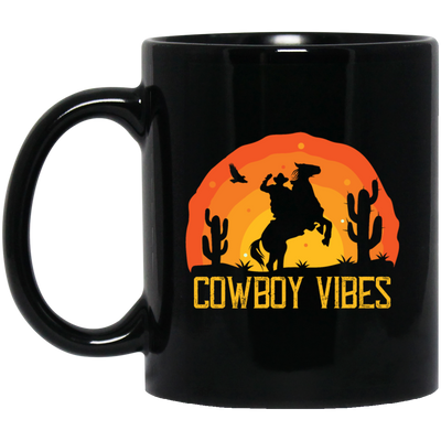 Love Cowboy, Cowboy Design, Cowboy Vibes, Retro Cowboy Black Mug