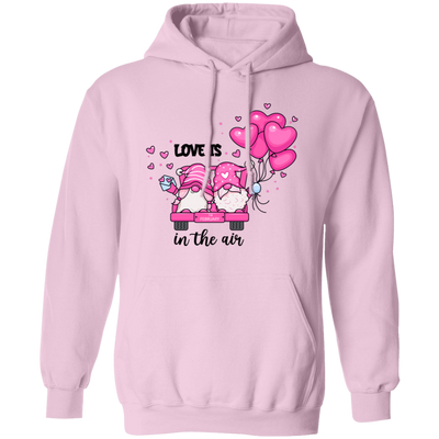 Love Is In The Air, Lovely Gnome, Couple Gnome, Pink Balloons, Valentine's Day, Trendy Valentine Pullover Hoodie