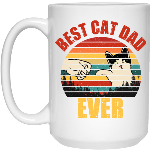 Best Cat Dad Ever, Daddy Kitten, Meow Gift, Cute Cat, Retro Cat White Mug