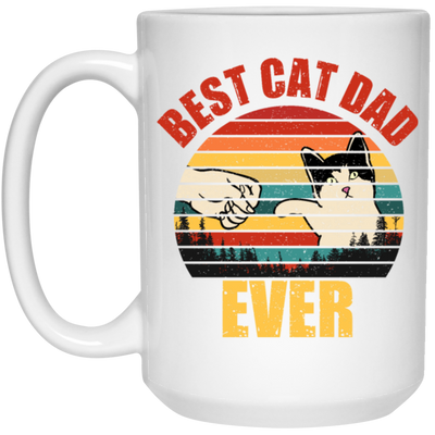 Best Cat Dad Ever, Daddy Kitten, Meow Gift, Cute Cat, Retro Cat White Mug