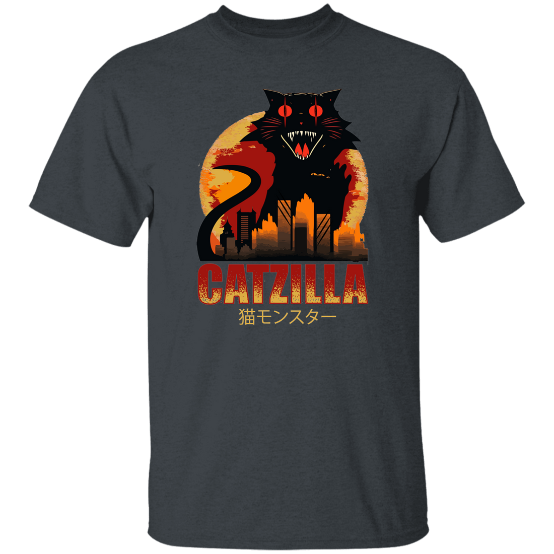 Catzilla In Tokyo City, Horror Cat, Black Cat, Angry Cat Unisex T-Shirt