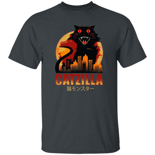 Catzilla In Tokyo City, Horror Cat, Black Cat, Angry Cat Unisex T-Shirt