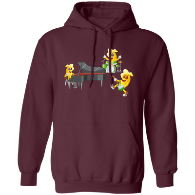 Banana Band, Banana Music Band, Banana Drum, Banana Guitarist, Banana Piano Pullover Hoodie