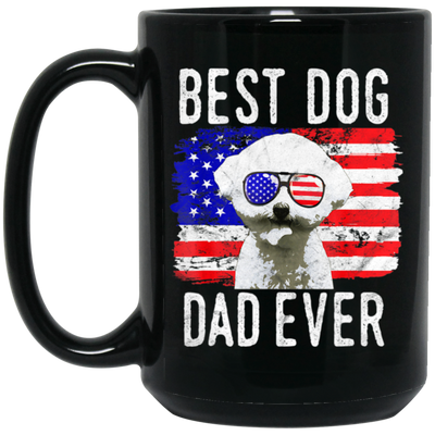 American Flag, Best Dog Dad Ever, Cute Dog, Love American Dog Black Mug