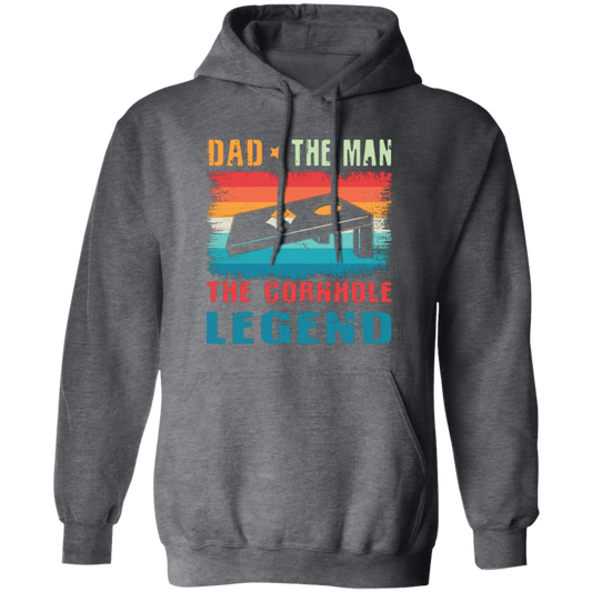 Retro Dad, The Man, The Cornhole Legend, Retro Cornhole Pullover Hoodie