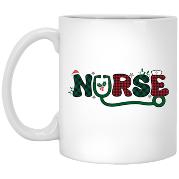 Nurse Christmas, Caro Christmas, Santa Nurse White Mug