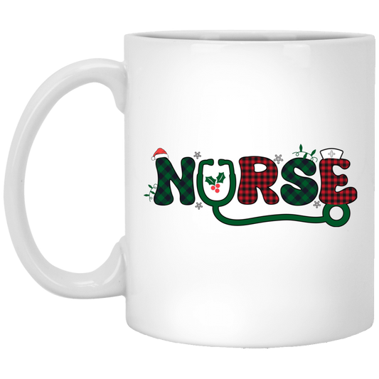 Nurse Christmas, Caro Christmas, Santa Nurse White Mug