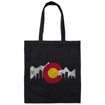 Colorado Mountains, Colorado Skyline Flag Canvas Tote Bag