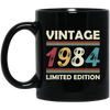 Vintage Birthday, 1984 Birthday, Retro 1984, Retro Birthday Black Mug