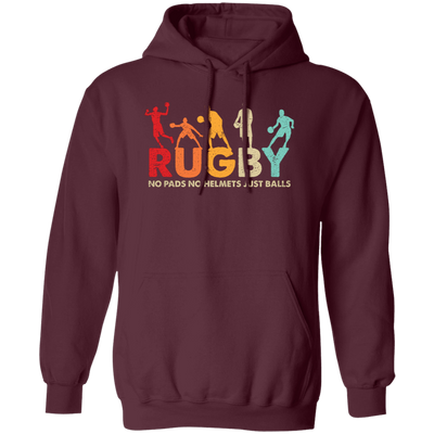 Rugby Lover, Retro Rugby, No Pads, No Helmets, Just Balls Pullover Hoodie